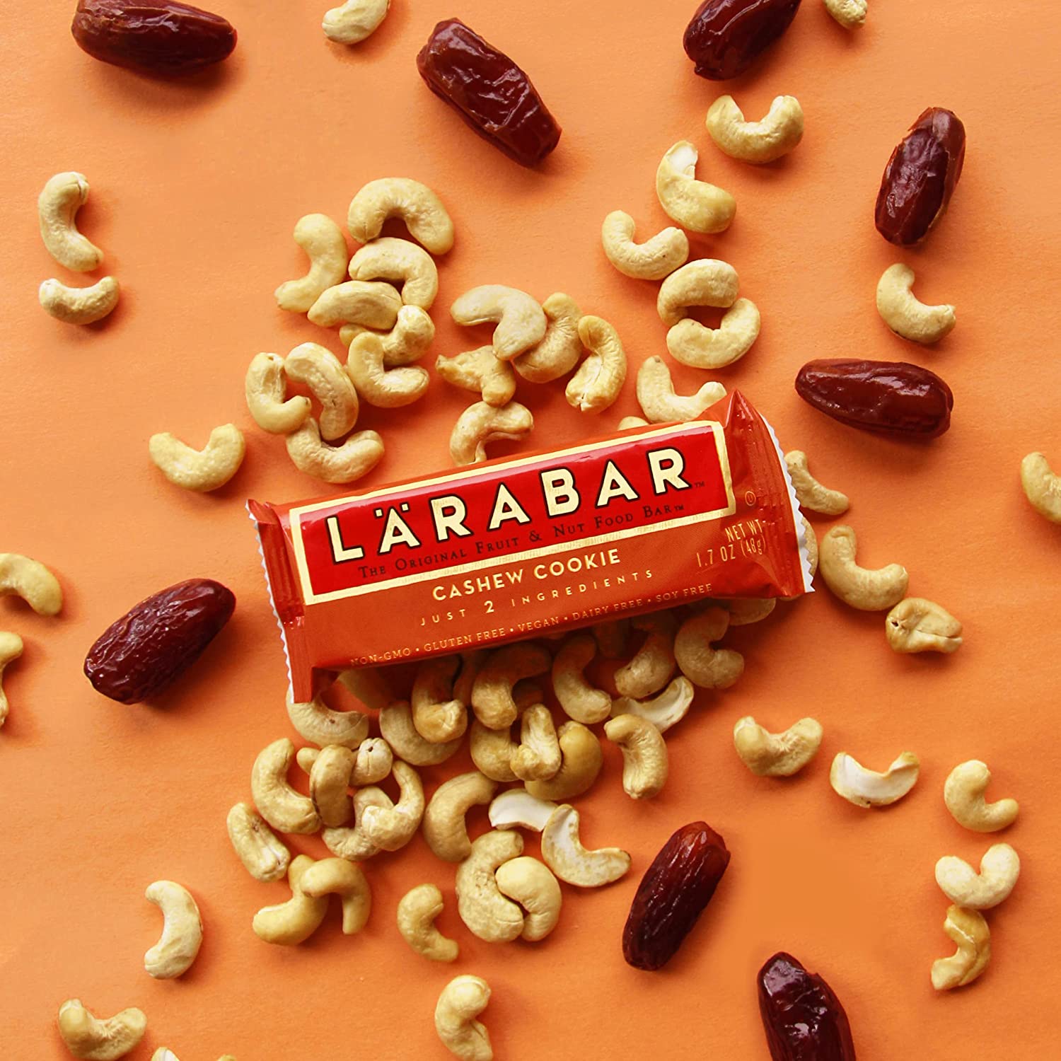 Larabar Cashew Cookie. Gluten Free Vegan Fruit & Nut Bar. 1.6 oz. 18 ct