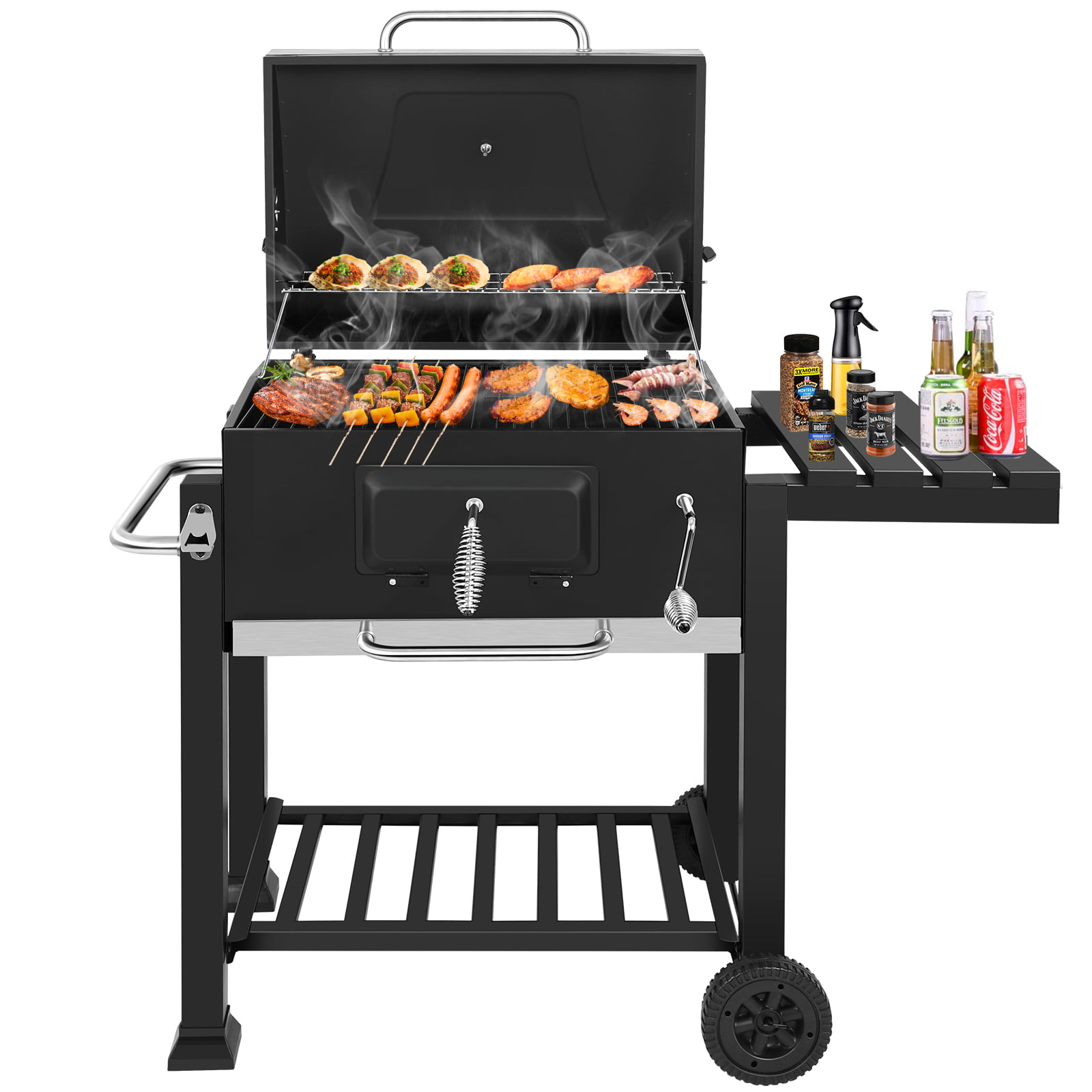 AEDILYS 25 inch Charcoal Grill. with Side Tables