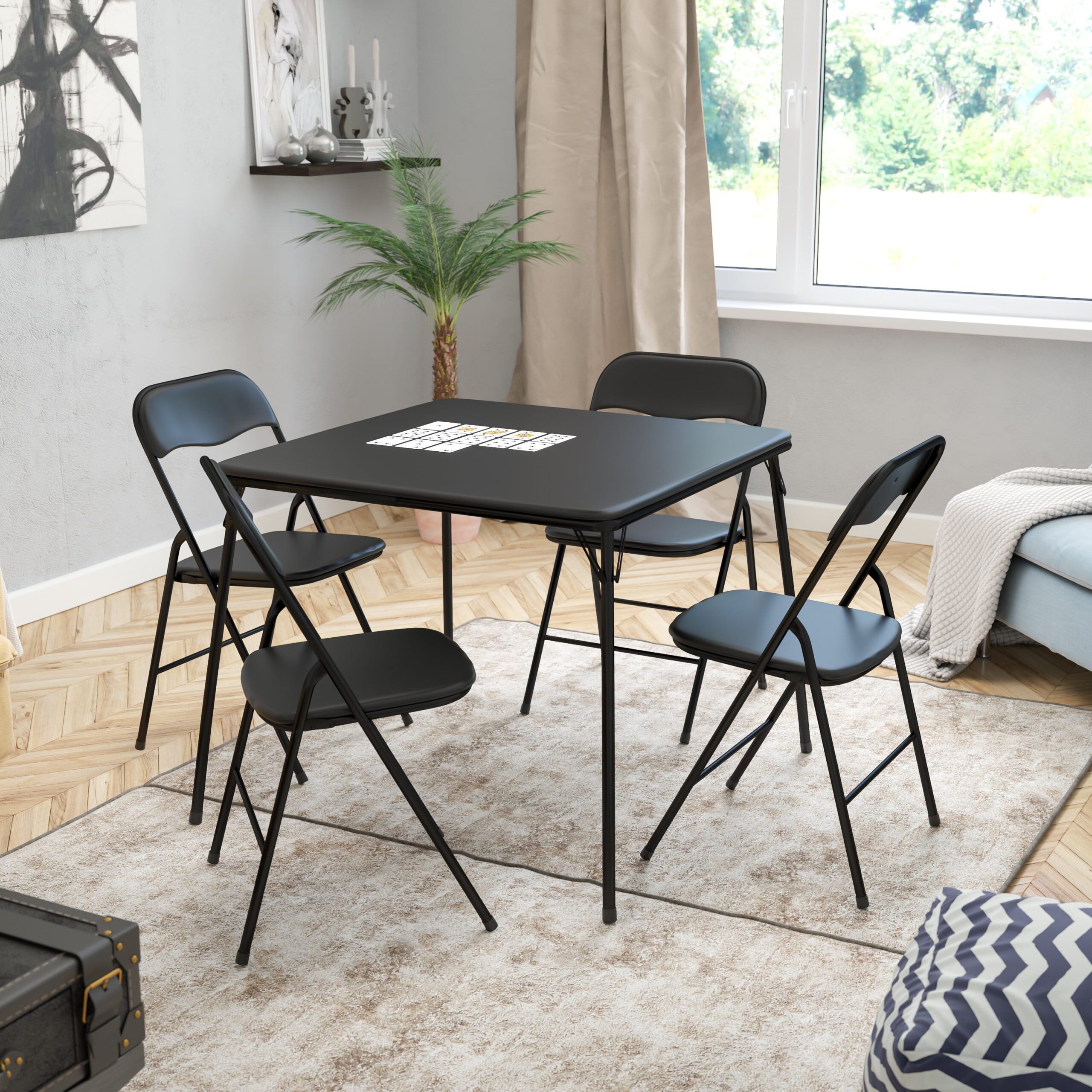 Flash Furniture 5 Piece Black Folding Card Table and Chair Set