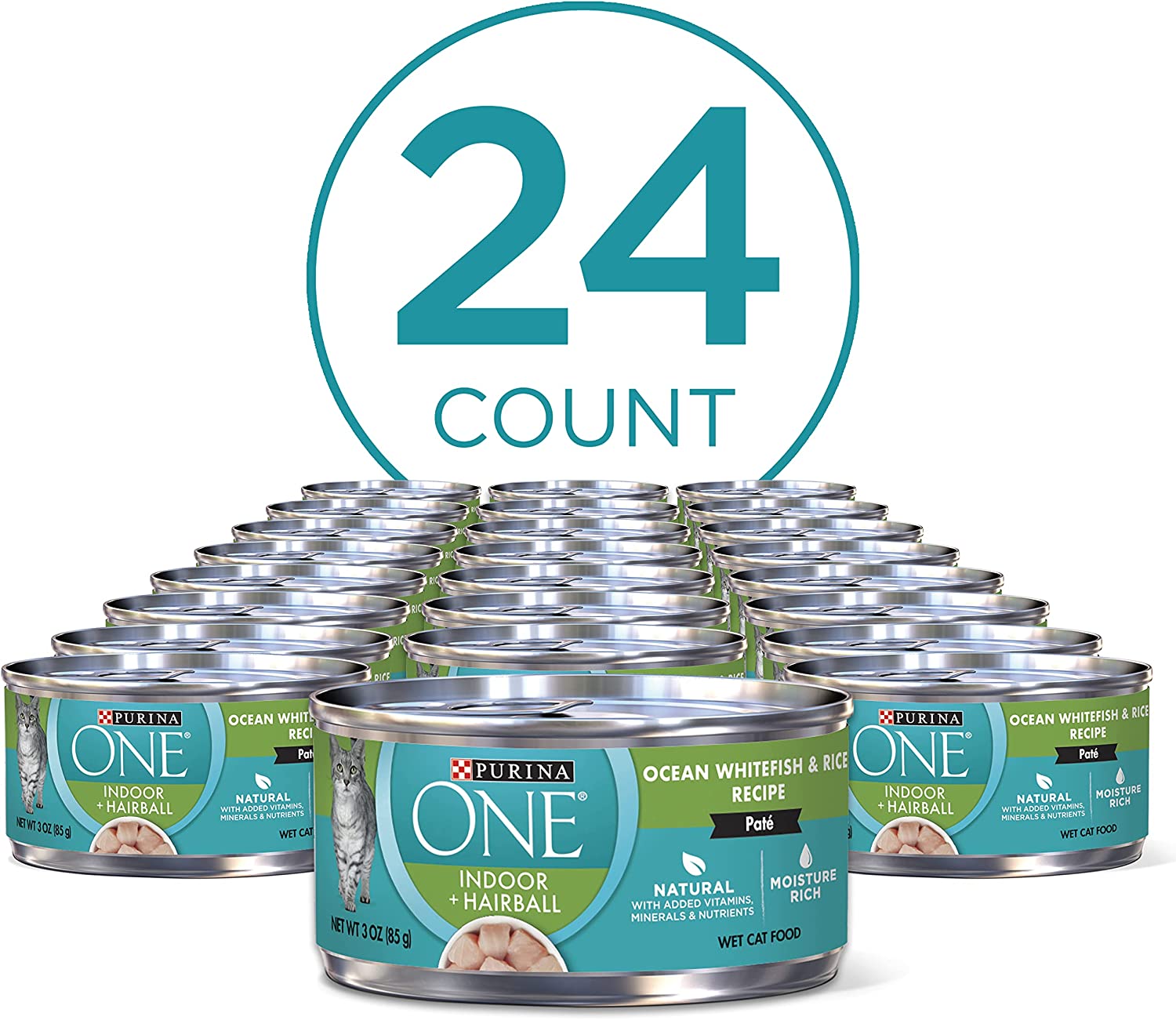 Purina ONE Indoor Advantage High Protein Ocean Whitefish and Rice Wet Cat Food. 3-oz. case of 24