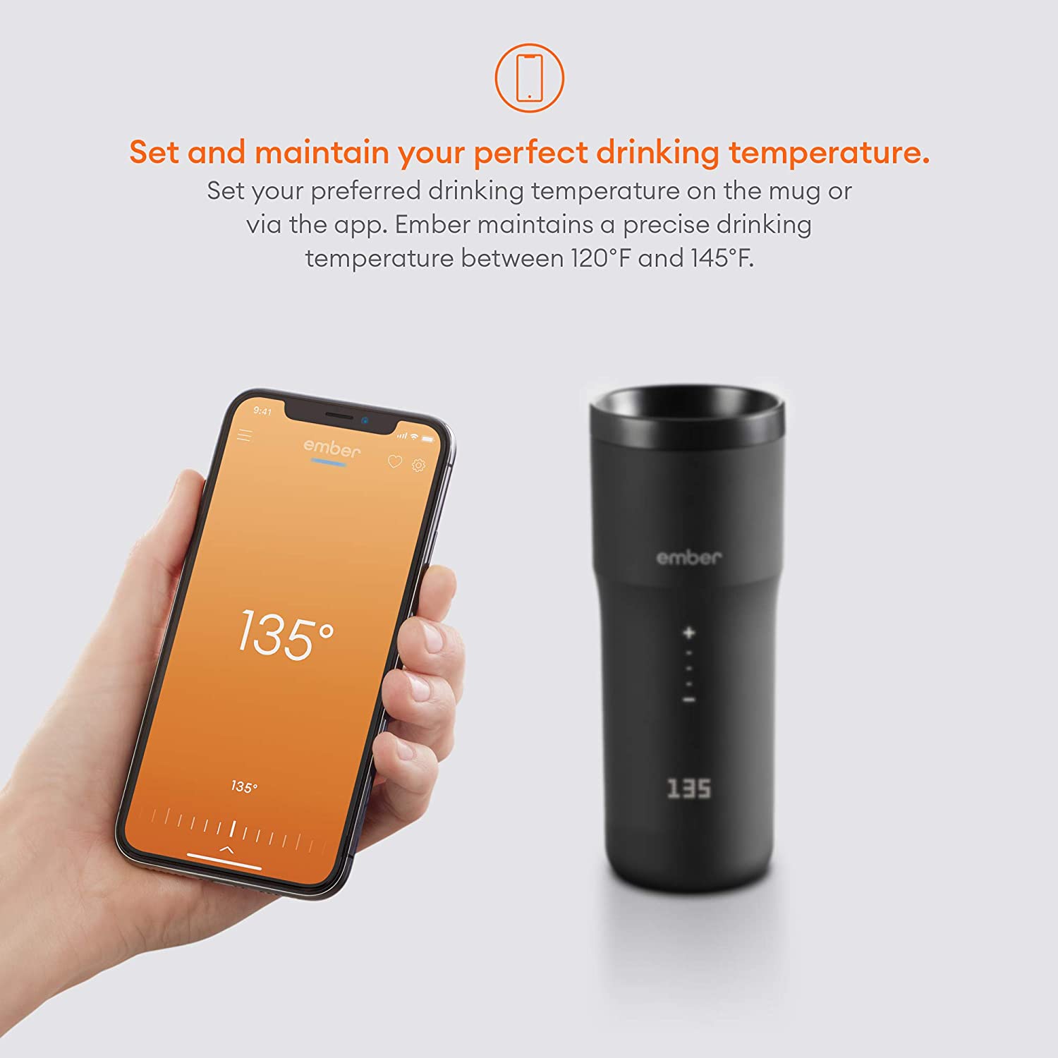 Ember Temperature Control Travel Mug 2. 12 oz. Black. 3-hr Battery Life - App Controlled Heated Coffee Travel Mug - Improved Design