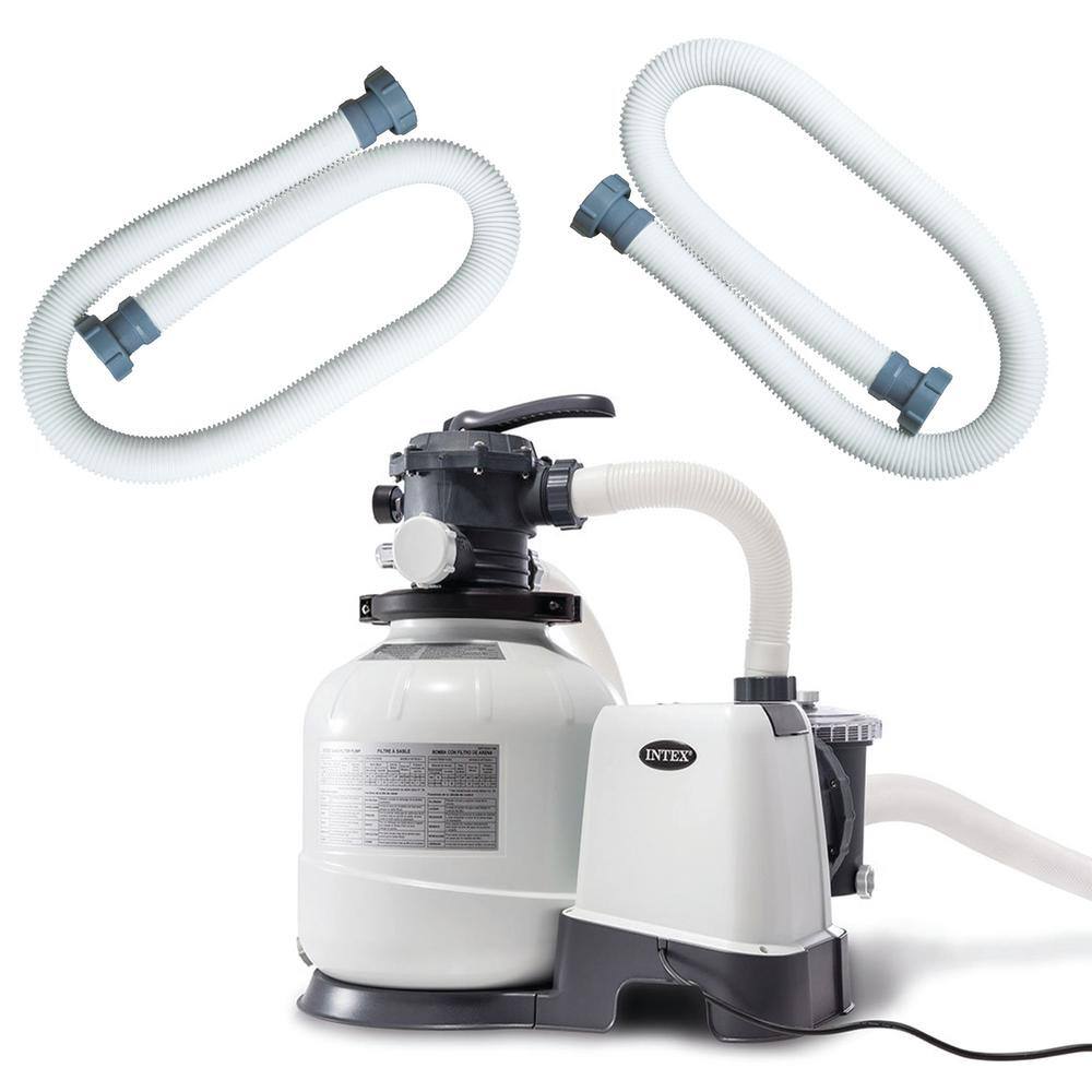 Intex 26647EG + 2 x 29060E 0 sq. ft. Sand Above Ground Pool Filter Pump Bundled with Replacement Hose (2-Pack)