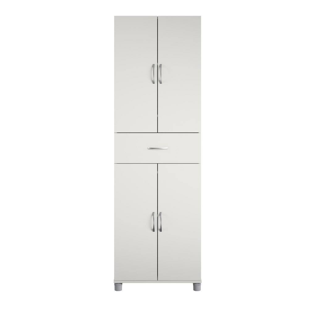 SystemBuild DE28443 Lonn 23.46 in. x 75.25 in. x 15.4 in. 4 Shelves 1 Drawer Freestanding Cabinet in White
