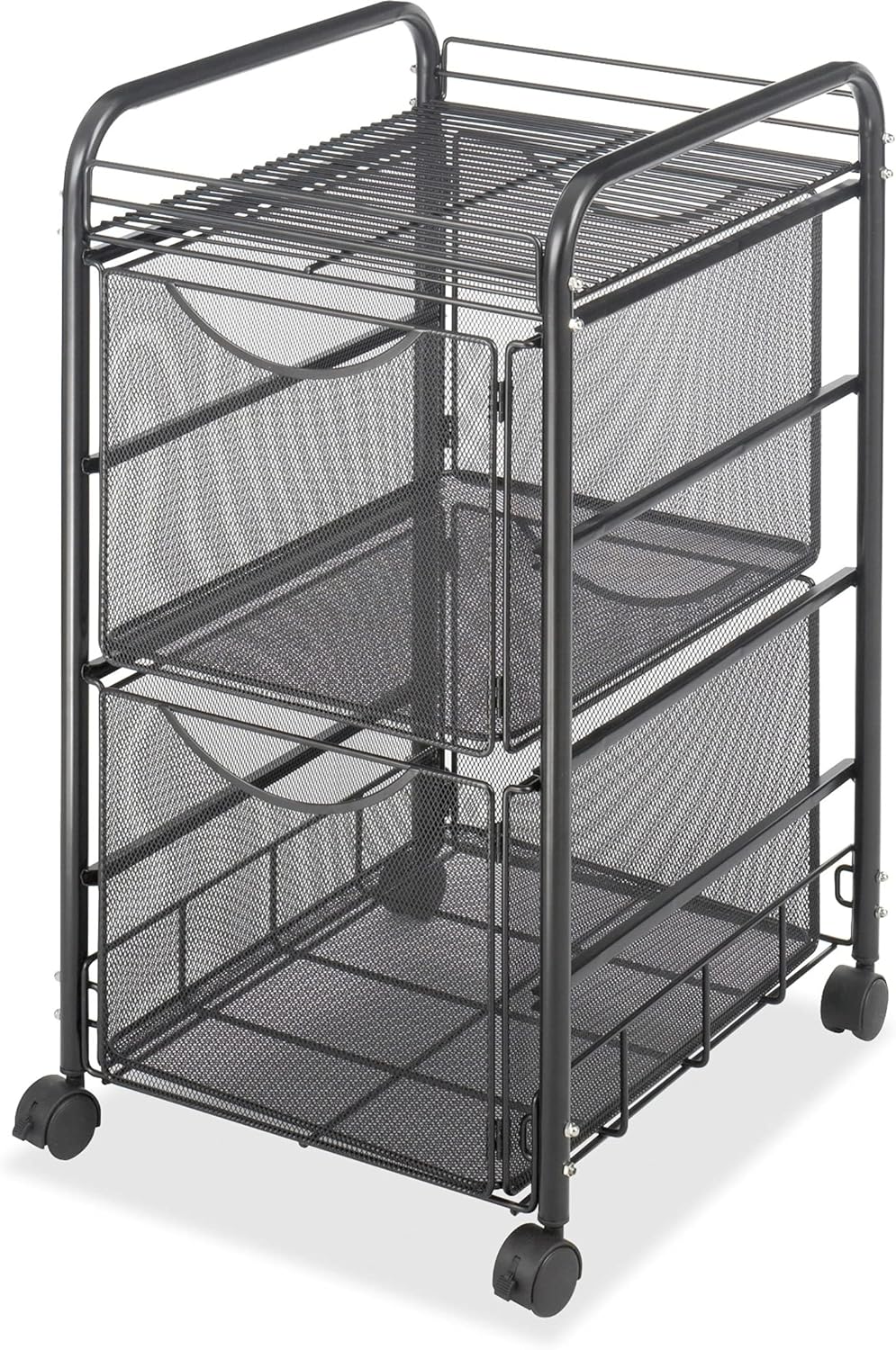Safco Onyx Mesh Rolling File Cart - 2 File Drawers. Letter Size. Black. 15.75″W x 27″H. Steel Construction & Durable Powder Coat Finish. 4 Swivel Casters. Perfect for Home. Office and Classroom