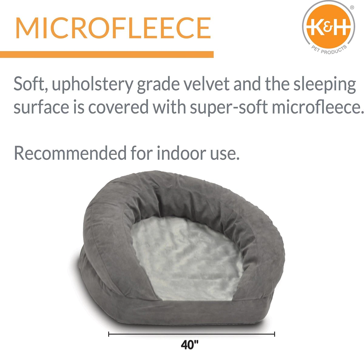 K&H Pet Products Orthopedic Bolster Cat & Dog Bed. Large. Gray