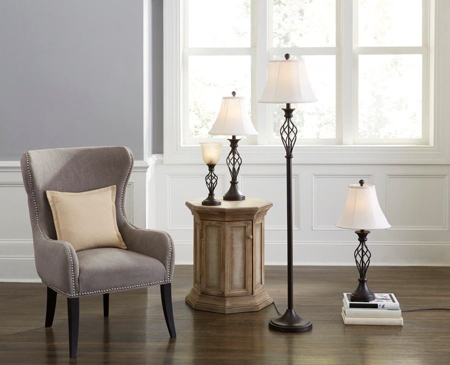 allen + roth Clairiby Transitional Medium Base (e-26) Lamp Set with Off-white Shades