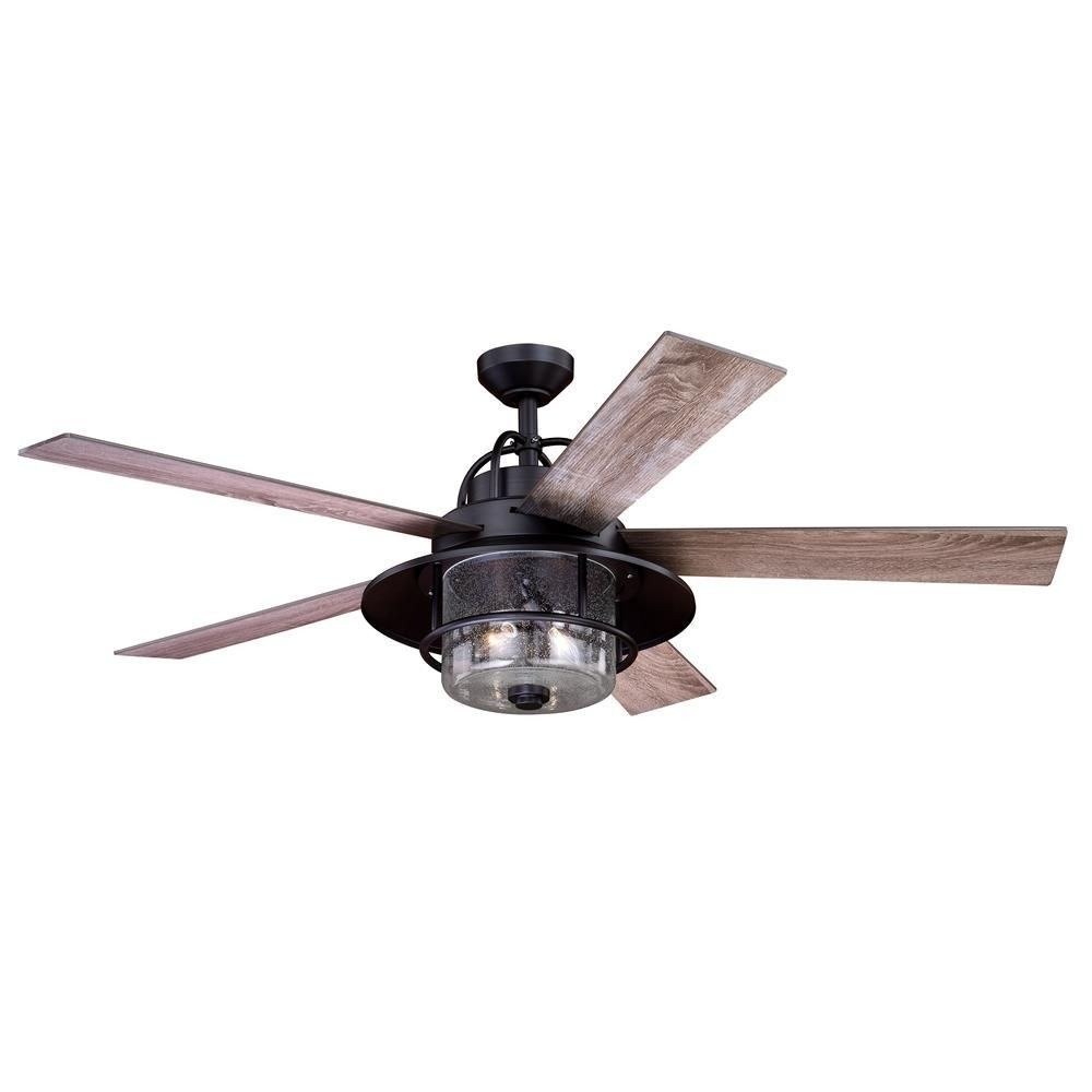 Vaxcel Charleston 56 In. Bronze Farmhouse Indoor-Outdoor Ceiling Fan with LED Light Kit and Remote