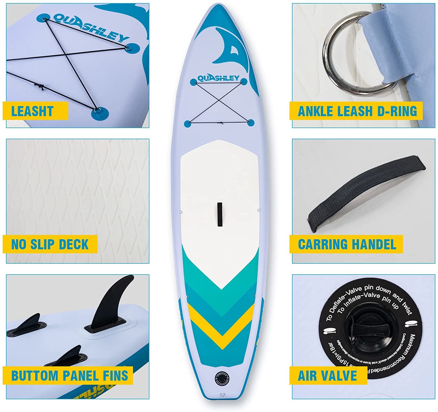 Quashley Inflatable Stand Up Paddle Board 11-x 33″x 6″