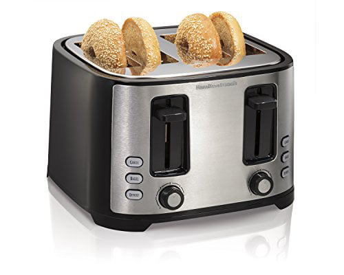 Hamilton Beach 4 Slice Extra Wide Slot Toaster with Defrost and Bagel Functions. Shade Selector. Toast Boost. Auto-Shutoff and Cancel Button. Black (24633)