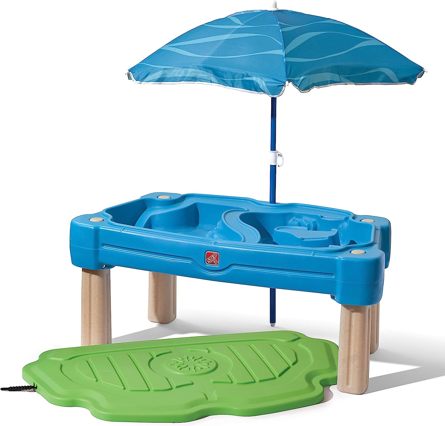 Step2 Cascading Cove with Umbrella. Kids Sand and Water Activity Sensory Table. 6 Piece Accessory Kit. Toddler Summer Outdoor Toys. 2 – 10 Years Old