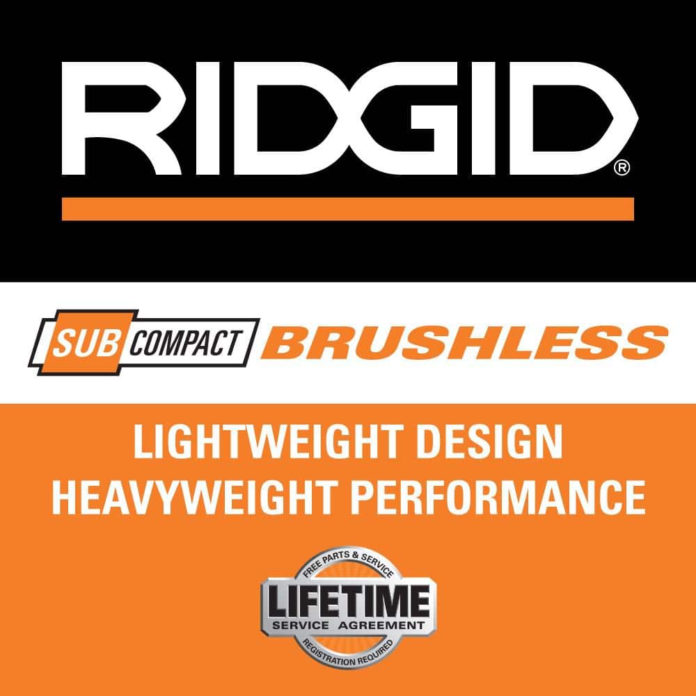 RIDGID R87012K 18V SubCompact Brushless Cordless 1/2 in. Drill/Driver Kit with (2) 2.0 Ah Batteries. Charger. and Tool Bag