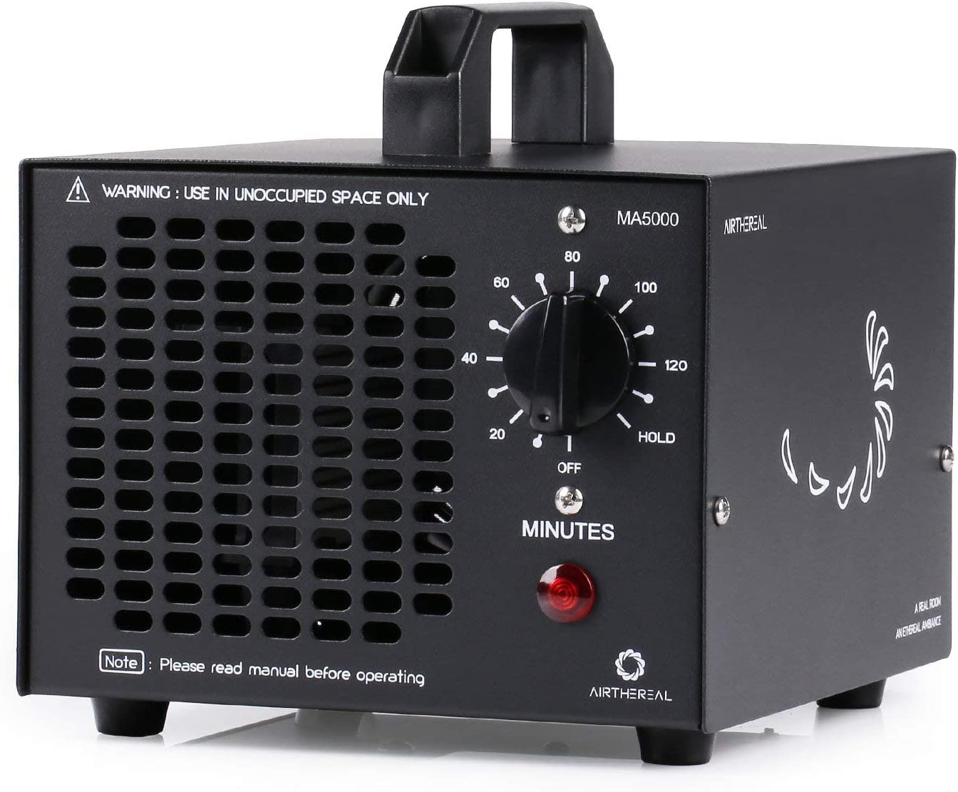 AIRTHEREAL MA5000 Commercial Ozone Generator 5000mg/h O3 Machine Home Air Ionizers Deodorizer for Rooms. Smoke. Cars and Pets. Black