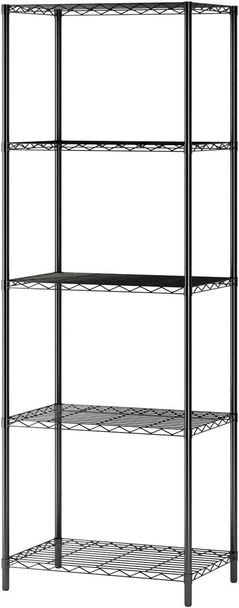 HOMEFORT 5-Tier Wire Shelving 5 Shelves Unit Metal Storage Rack Durable Organizer Perfect for Pantry Closet Kitchen Laundry Organization in Black.21Wx14Dx61H