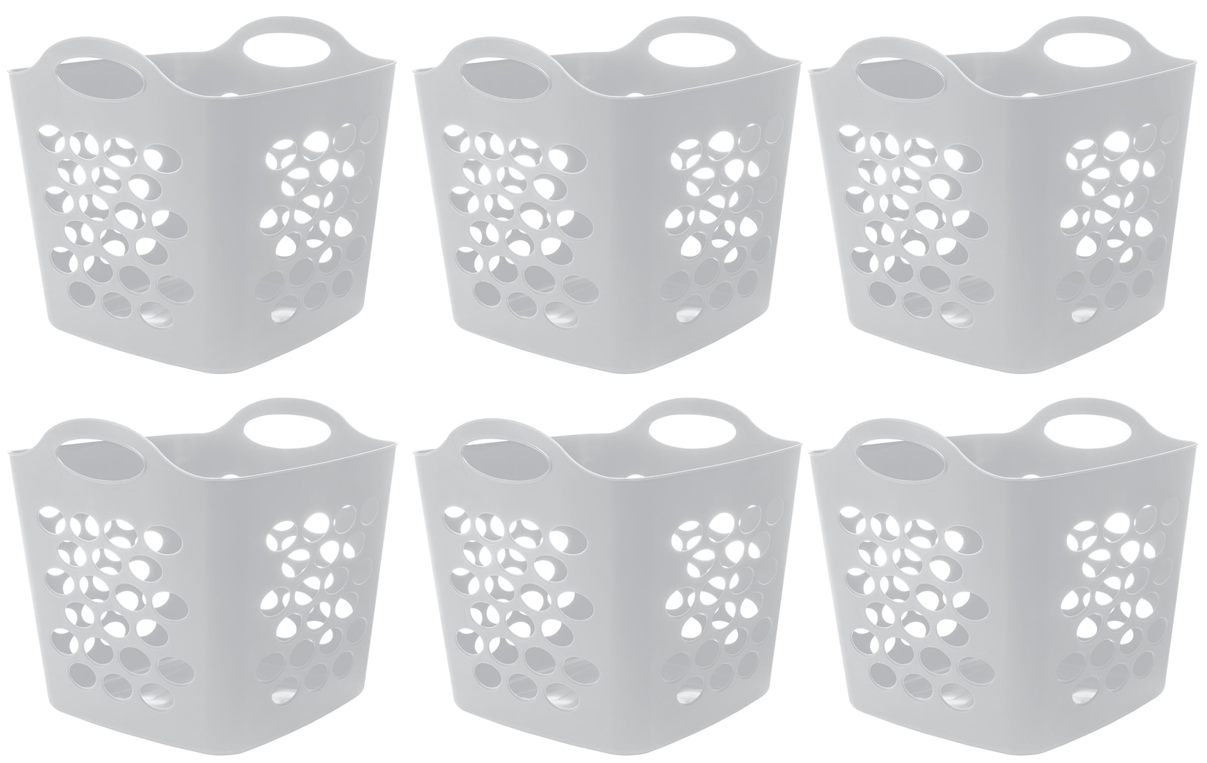 Mainstays 1 Bushel Flexible Square Laundry Basket. 6 Pack. Plastic. Antique Teal