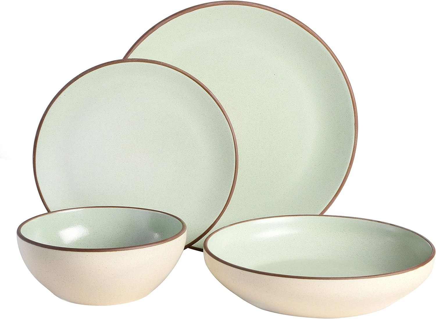 Gibson Elite Contempo Classic Double Bowl Dinnerware Set. Service for 4 (16pcs). Mint