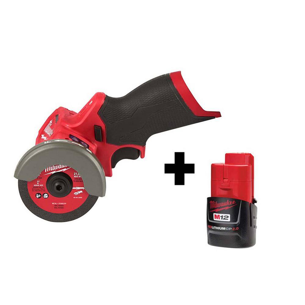 Milwaukee 2522-20-48-11-2420 M12 FUEL 12V 3 in. Lithium-Ion Brushless Cordless Cut Off Saw with M12 2.0 Ah Battery