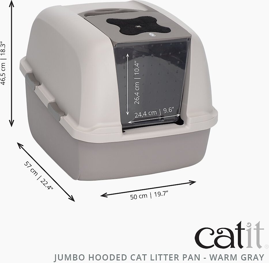 Catit Jumbo Hooded Cat Litter Box - Warm Gray
