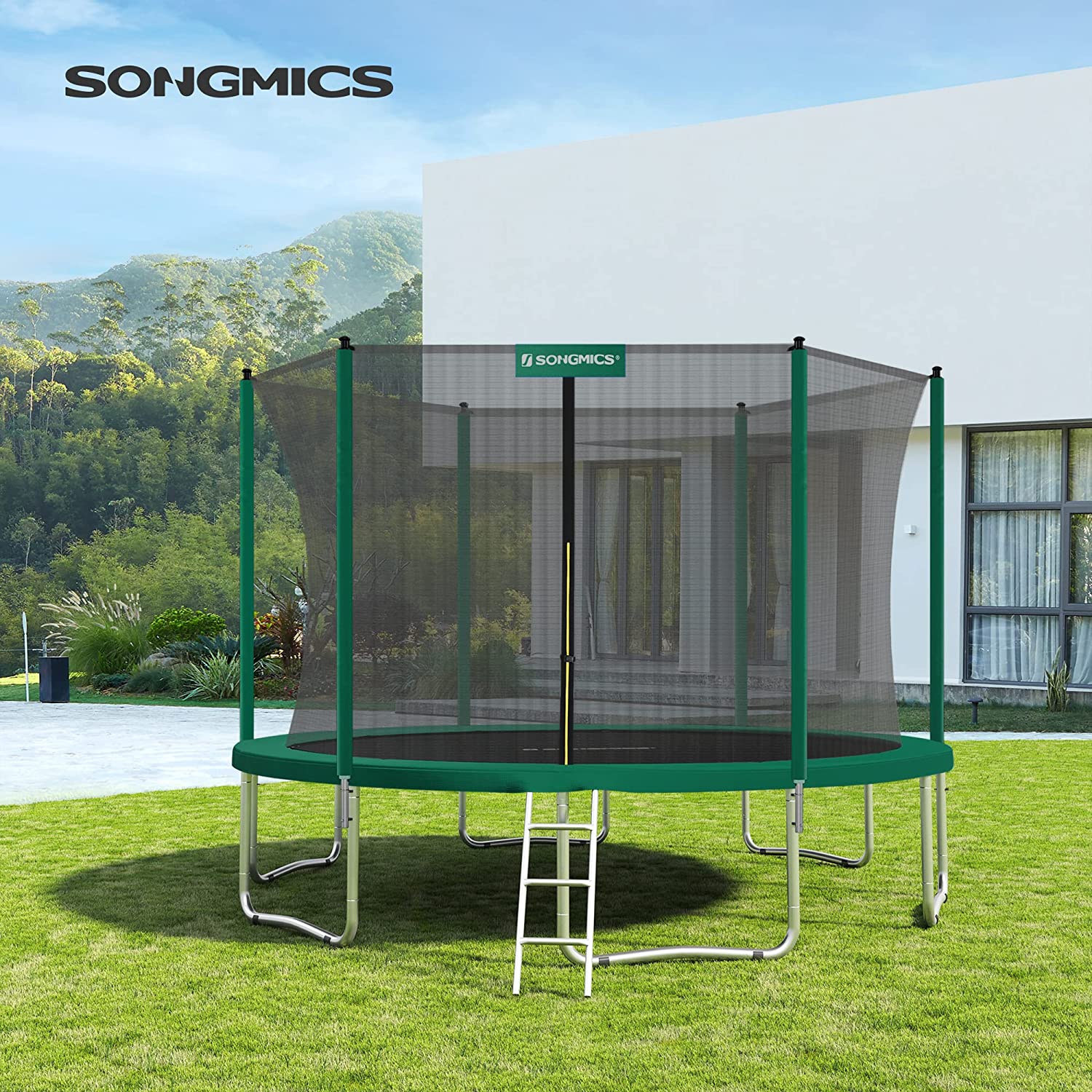 SONGMICS Replacement Trampoline Safety Pad Mat. Spring Cover. Dark Green. Standard Size 15FT