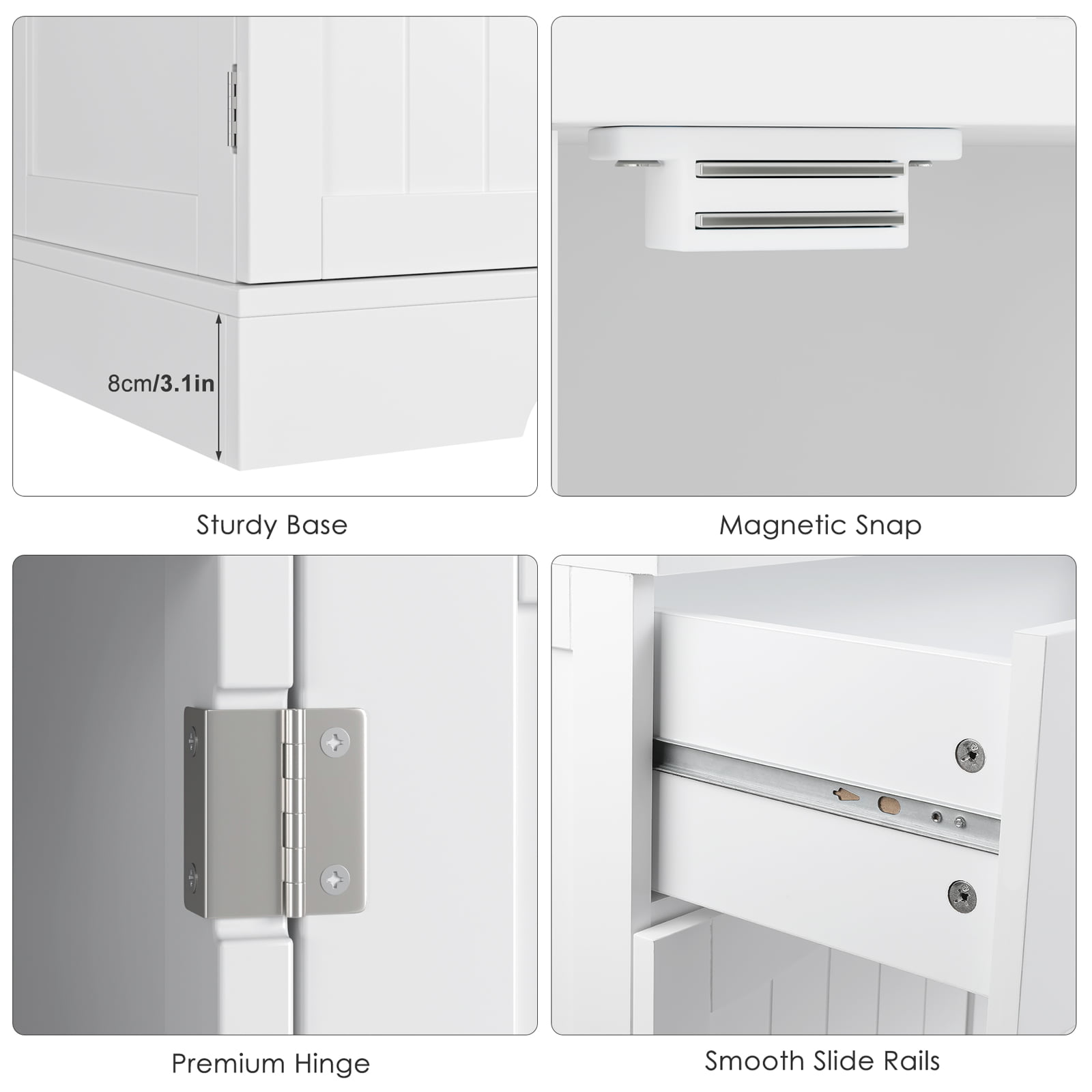 Homfa Tall Kitchen Pantry with 4 Doors. Free Standing Storage Cabinet for Dining Room. White