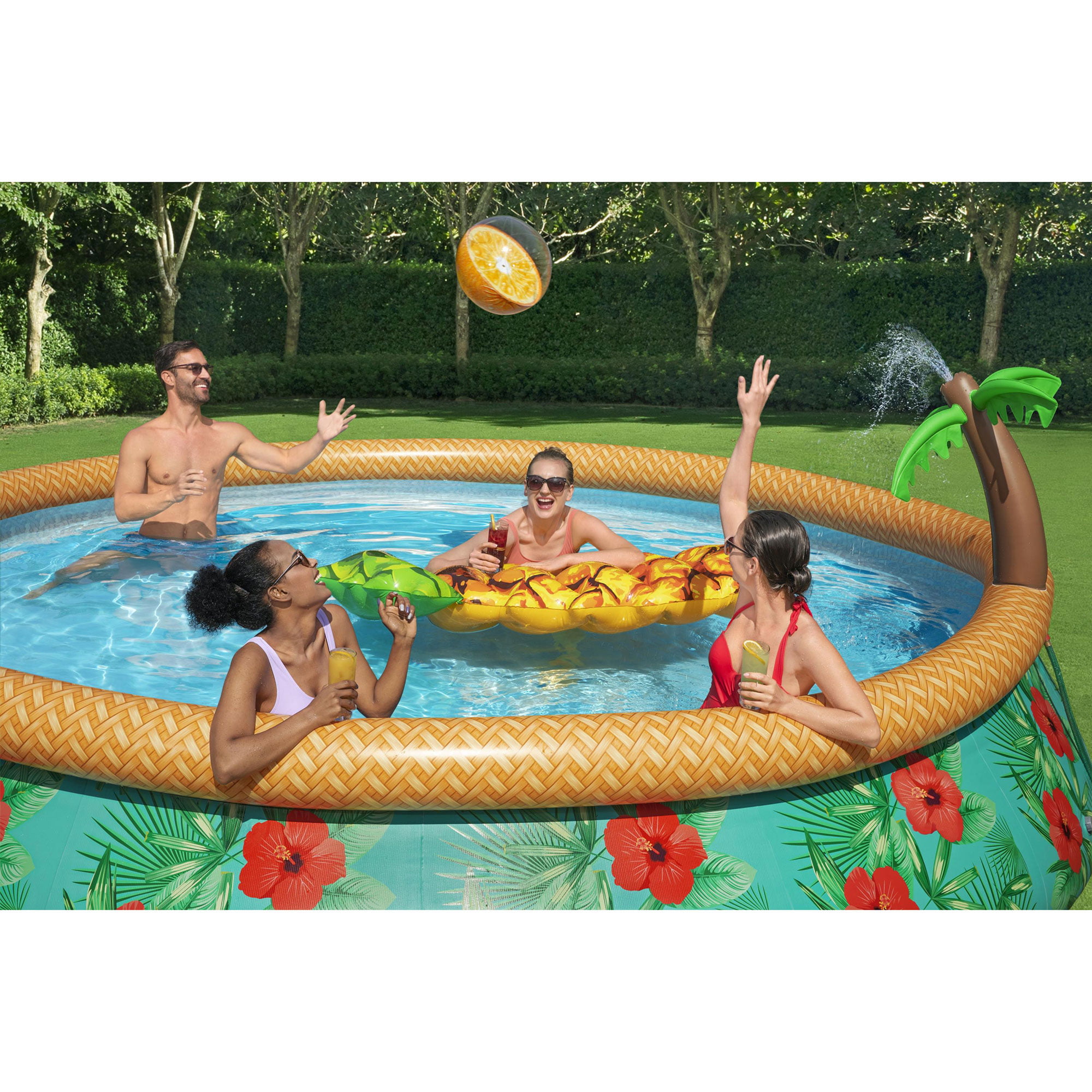 Bestway Fast Set Paradise Palms 15-x33″ Inflatable Pool Set with Sprinkler