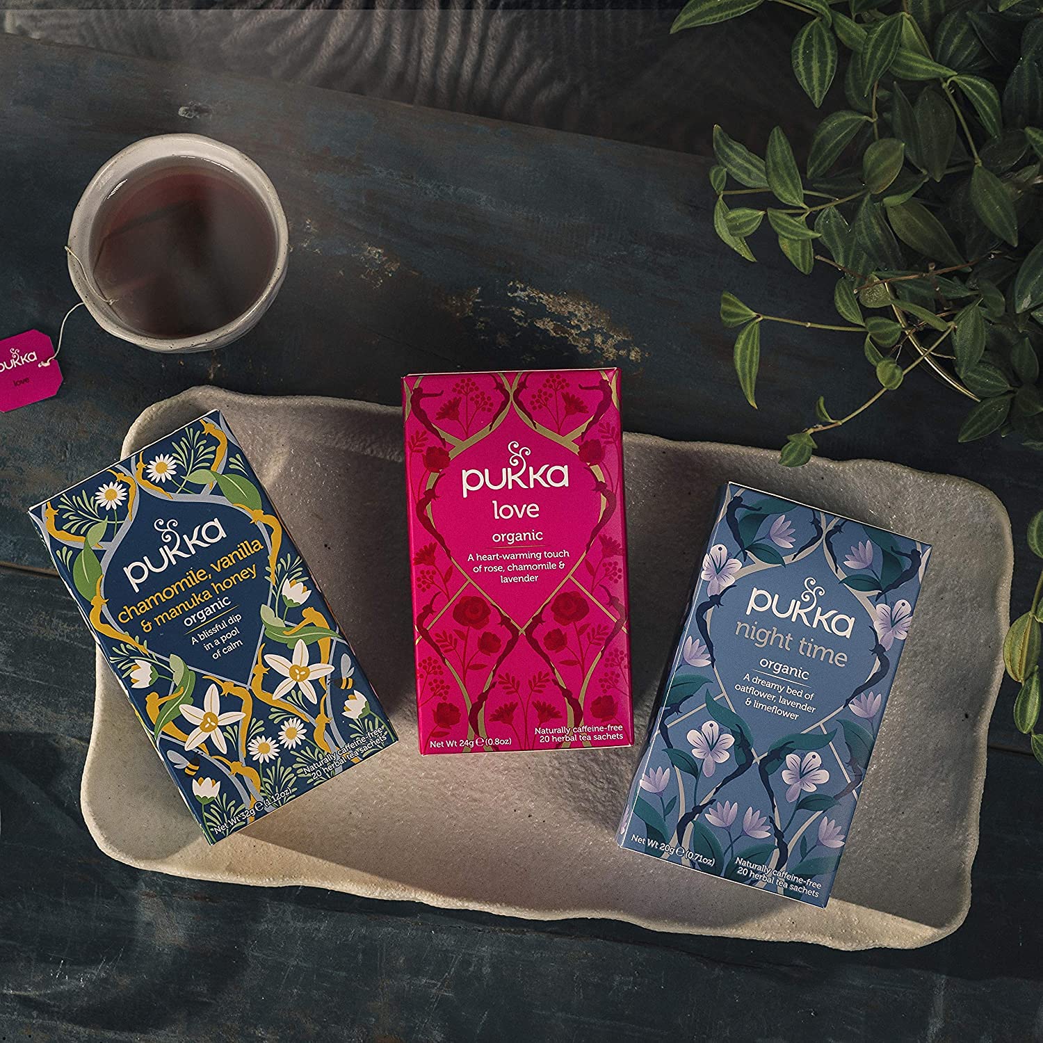 Pukka Herbs Relaxation Tea Bundle. Love. Night Time and Chamomile. 60 Sachets