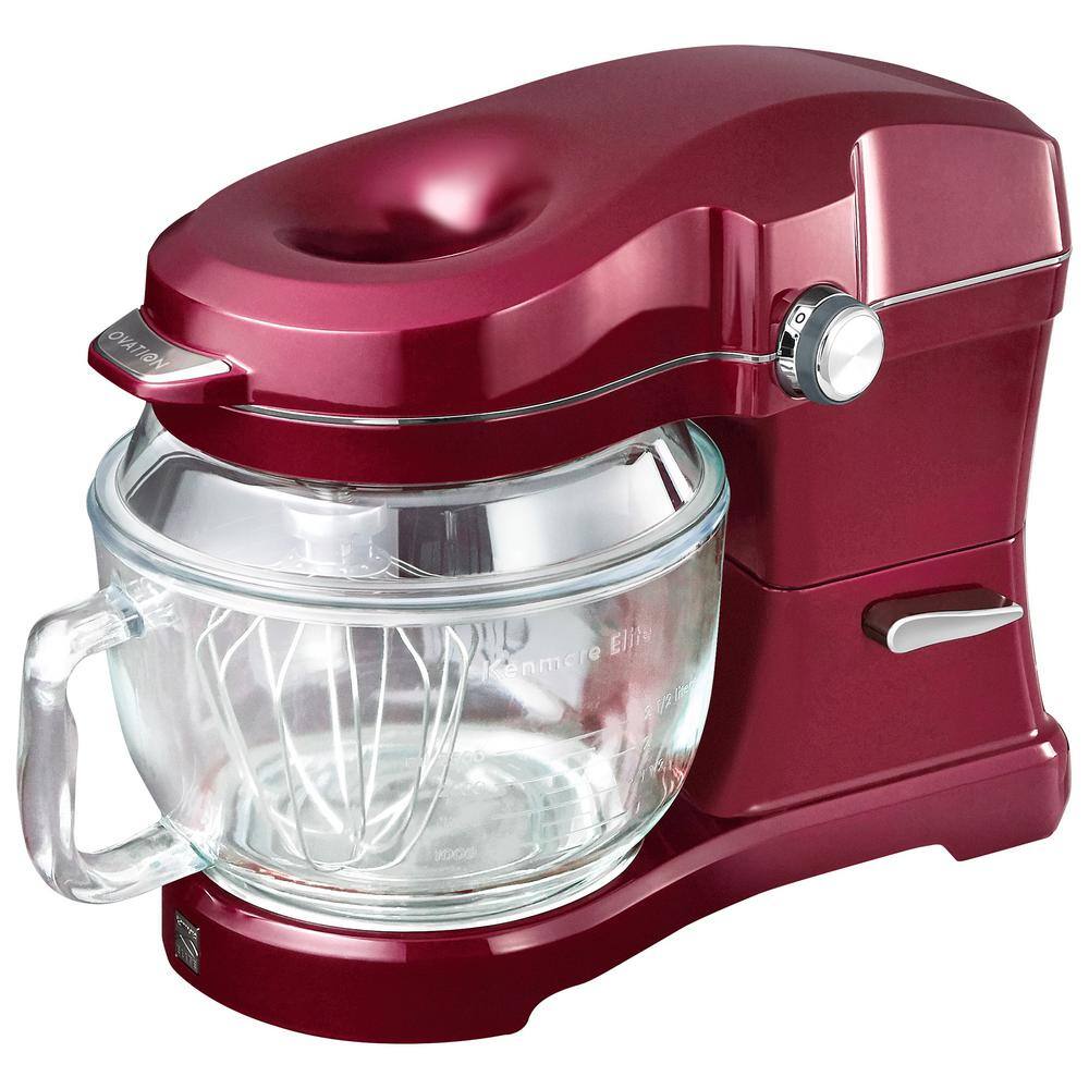 KENMORE  Kenmore Elite Ovation 5 Qt Stand Mixer. 500W 10-Speed. Pour-In Top. Beater. Whisk. Dough Hook. Red