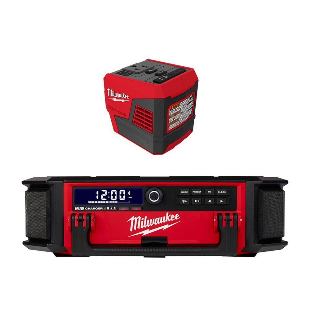 Milwaukee 2950-20-2846-20 M18 Lithium-Ion Cordless PACKOUT Radio/Speaker with Built-In Charger with M18 175-Watt Powered Compact Inverter