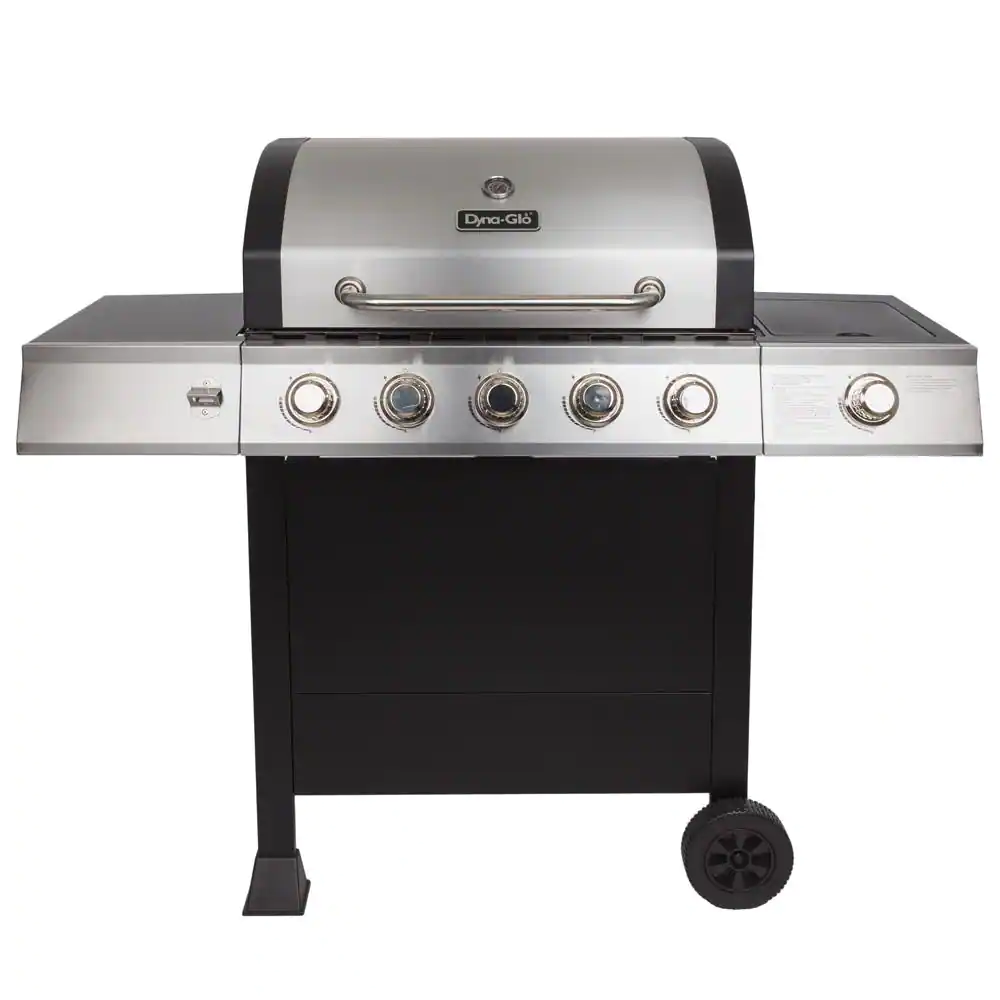 Dyna-Glo DGB515SDP-D 5-Burner Open Cart Propane Gas Grill in Stainless Steel with Side Burner