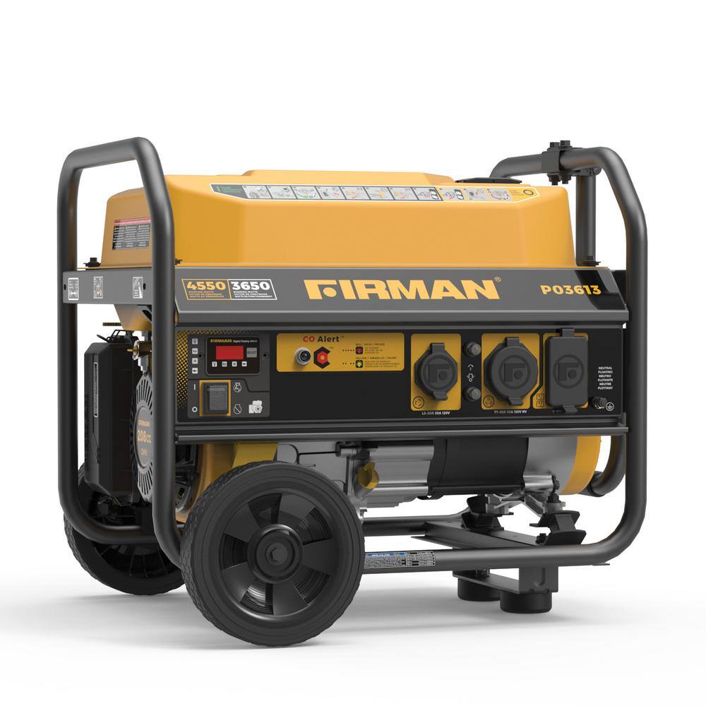 FIRMAN P03613 3650-Watt/4550-Watt. 208cc Recoil Start Gasoline Portable Generator 120-Volt with Wheel Kit