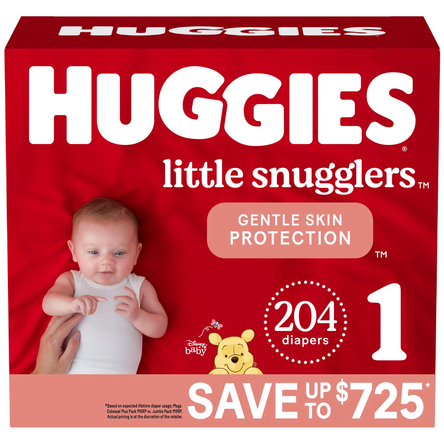 Baby Diapers Size 1. 204 Ct. Huggies Little Snugglers