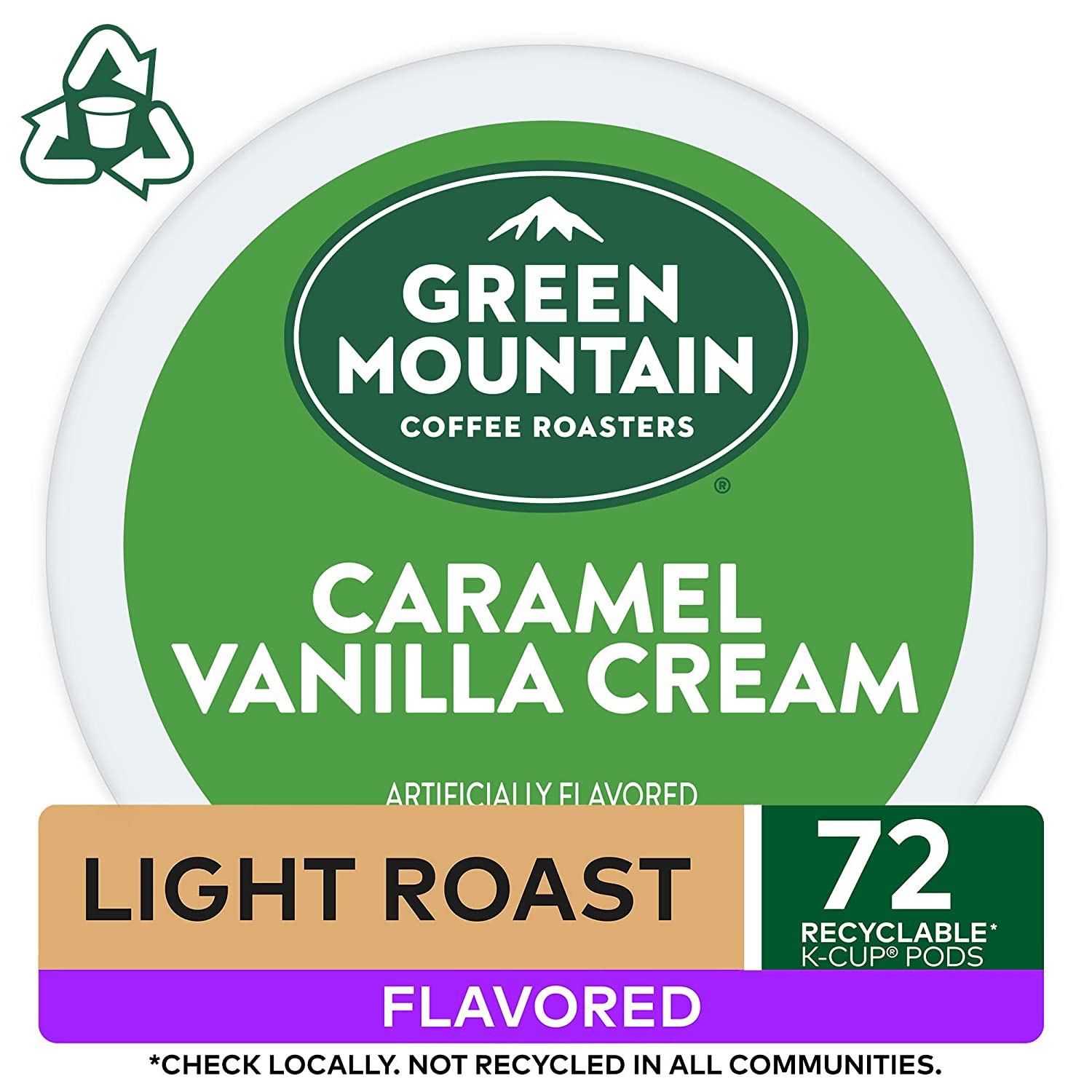 Green Mountain Coffee Roasters Caramel Vanilla Cream. Single-Serve Keurig K-Cup Pods. Flavored Light Roast Coffee. 12 Count (Pack of 6)