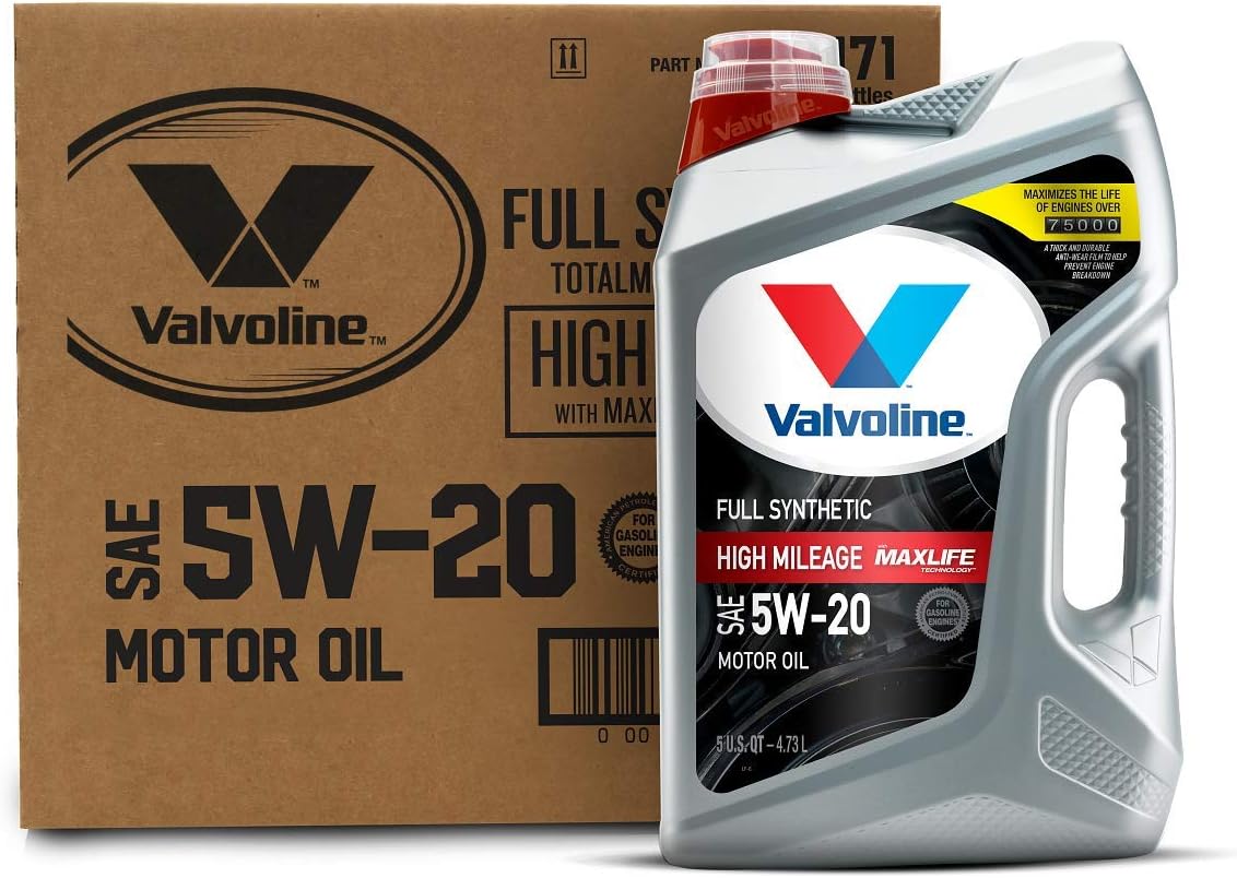 Valvoline Full Synthetic High Mileage with MaxLife Technology SAE 5W-20 Motor Oil 5 QT. Case of 3