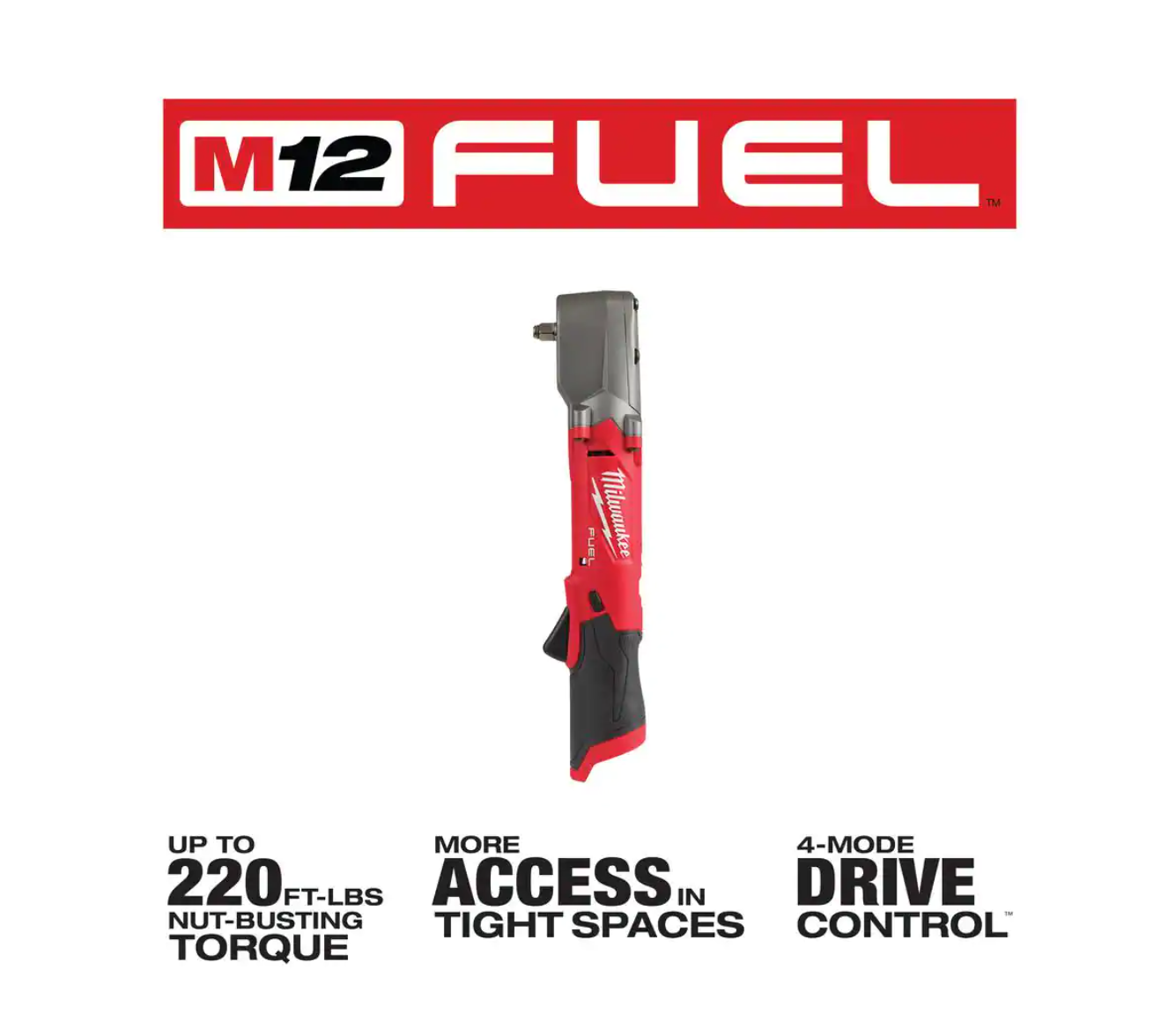 Milwaukee 2564-20-2565-20 M12 FUEL 12V Lithium-Ion Brushless Cordless 3/8 in. and 1/2 in. Right Angle Impact Wrenches Set (2-Tool)