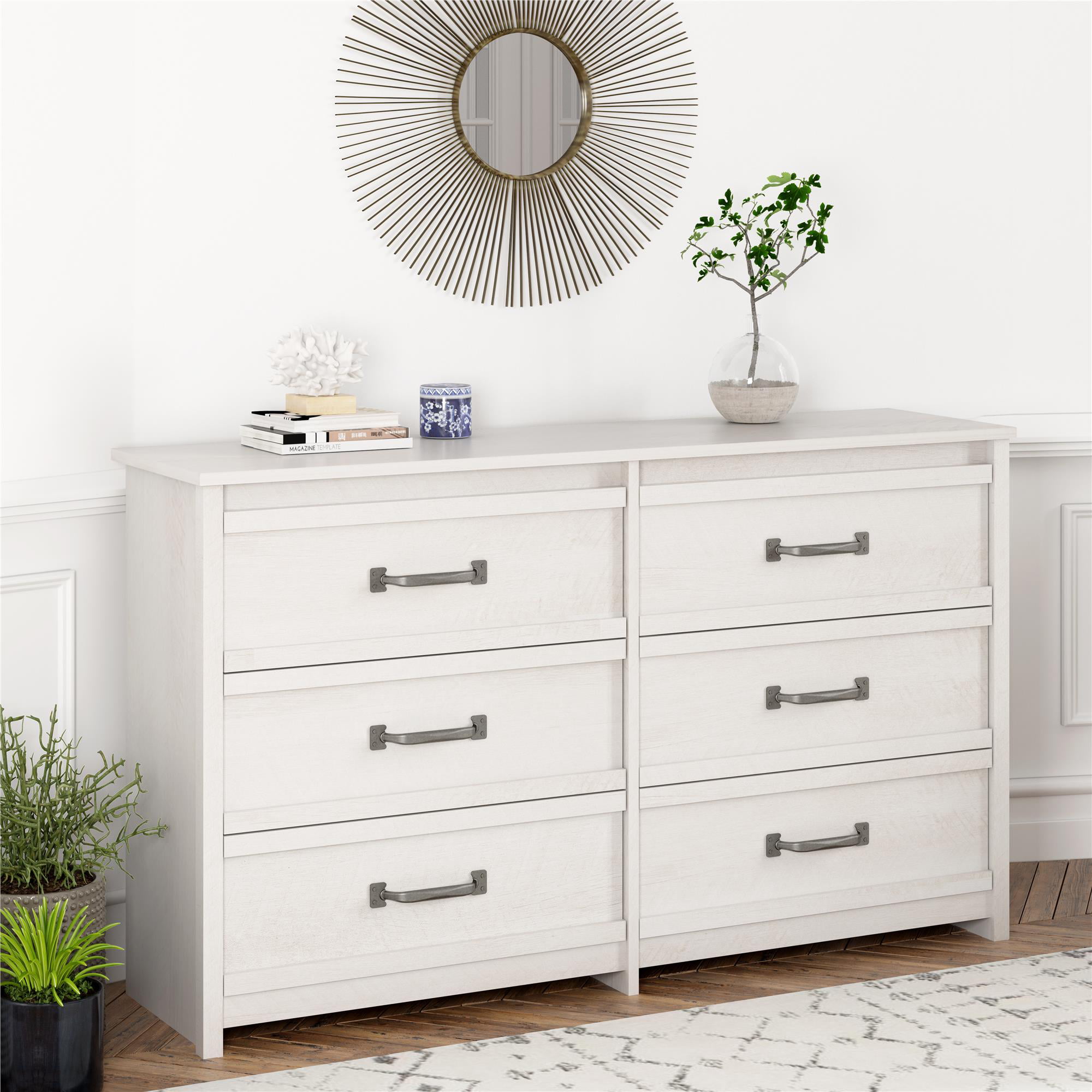 Better Homes & Gardens Rustic Ranch 6 Drawer Dresser. Ivory Oak