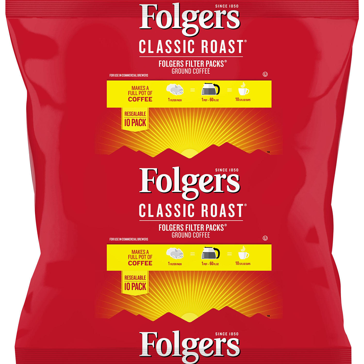 Folgers Classic Roast Ground Coffee. Filter Packs (0.9 oz.. 40 ct.)