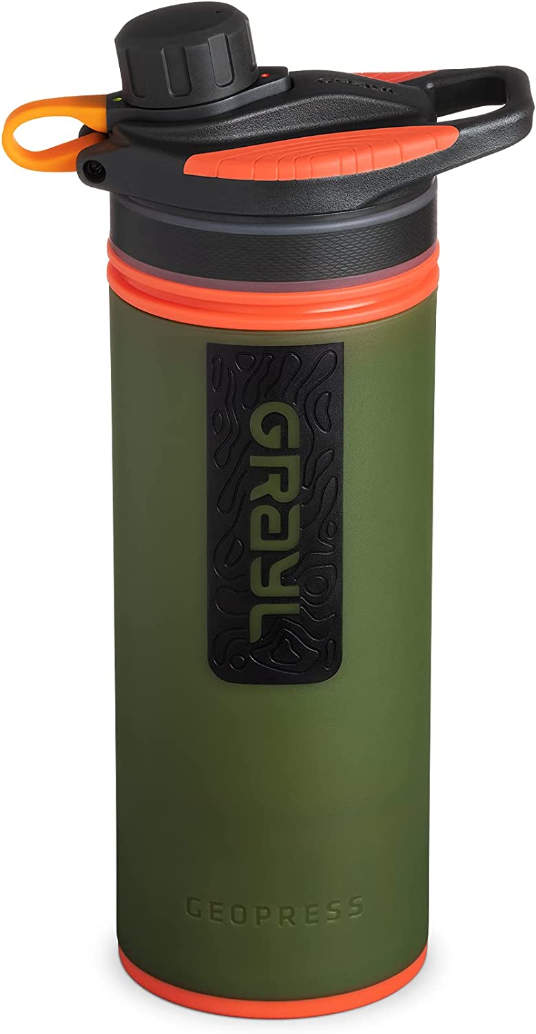 GRAYL GeoPress 24 oz Water Purifier Bottle. Oasis Green - Filter for Hiking. Camping. Survival. Travel