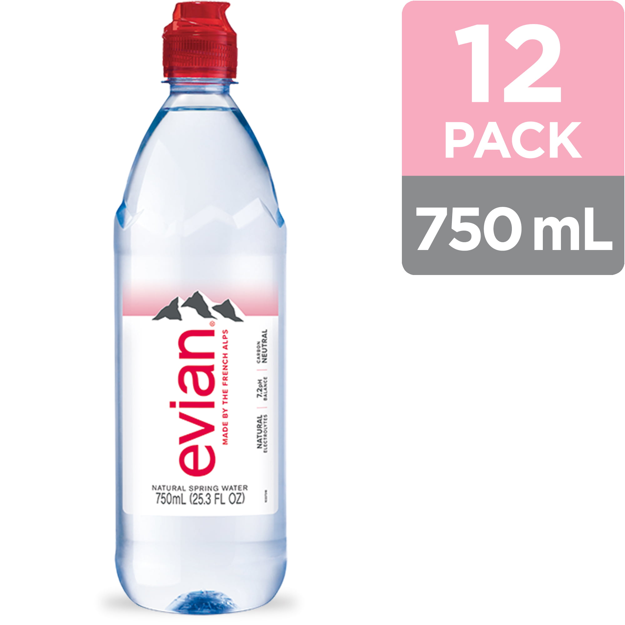 evian Natural Spring Water. 25.36 Fl Oz. 12 Count Bottles