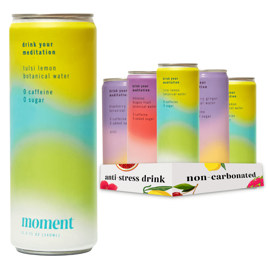 Moment Botanical Water. Rotating Still Flavors. Zero Added Sugar. Variety 18-Pack. 11.5 fl oz