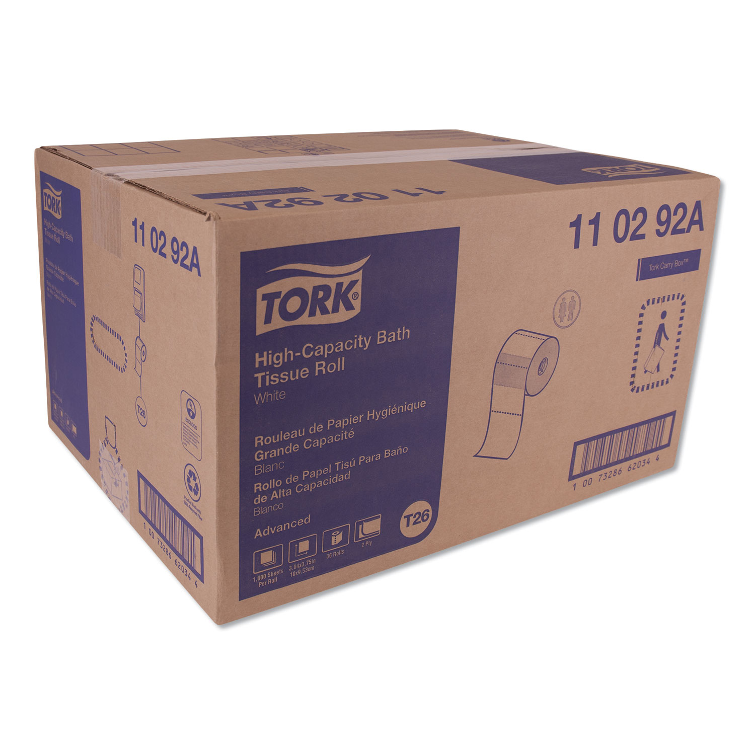 Tork Advanced High Capacity Toilet Paper. Septic Safe. 2-Ply. White. 1.000 Sheets/Roll. 36/Carton -TRK110292A