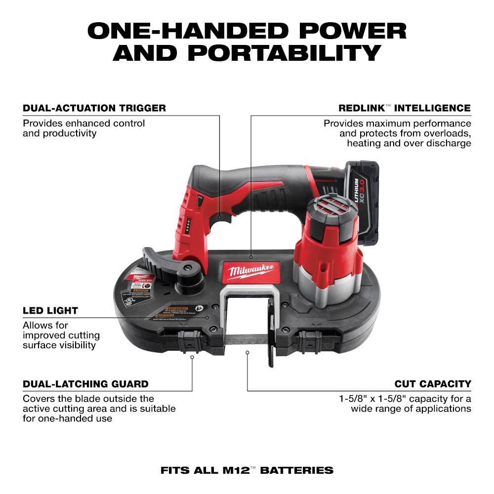 Milwaukee 2429-21XC-2426-20 M12 12V Lithium-Ion Cordless Sub-Compact Band Saw Kit W/ M12 Multi-Tool