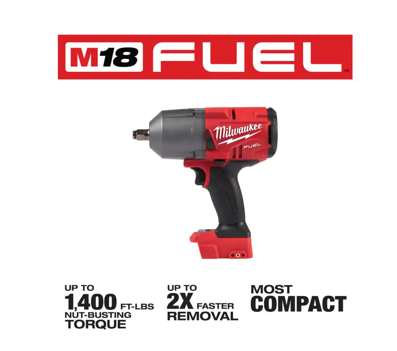 Milwaukee 2767-20-2962-20 M18 FUEL 18V Lithium-Ion Brushless Cordless 1/2 in. Impact Wrench with Mid Torque Impact Wrench (2-Tool)
