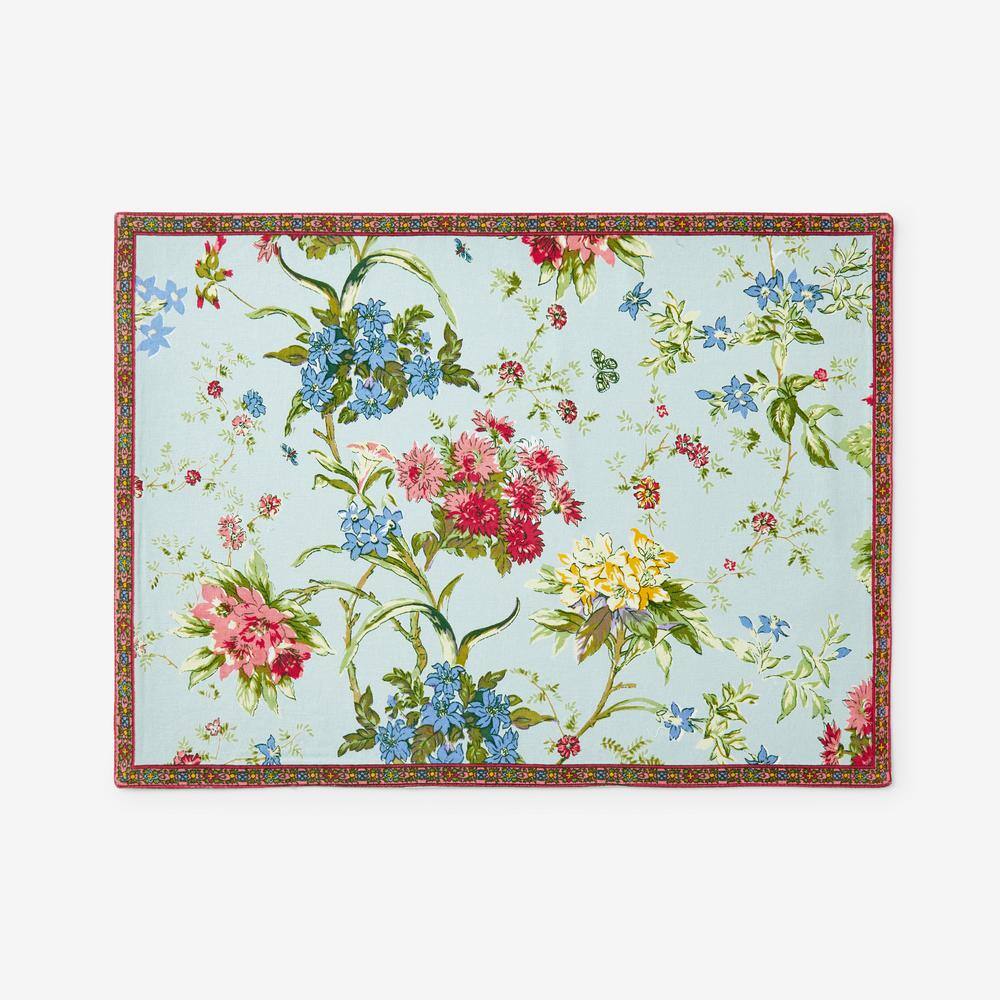 The Company Store  Floral Vine 20 in. x 14 in. Aqua Multi Cotton Placemat (Set of 4)