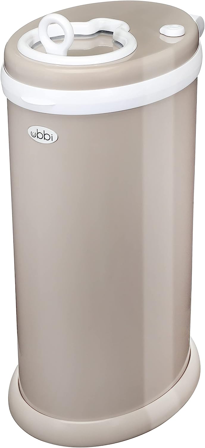 Ubbi Steel Odor Locking. No Special Bag Required Money Saving. Awards-Winning. Modern Design Registry Must-Have Diaper Pail. Taupe