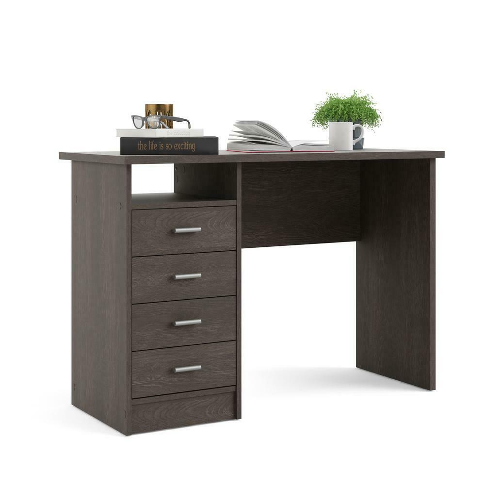 Tvilum 80146PGL 44 in. Rectangular Dark Chocolate 4-Drawer Writing Desk with Built in Storage