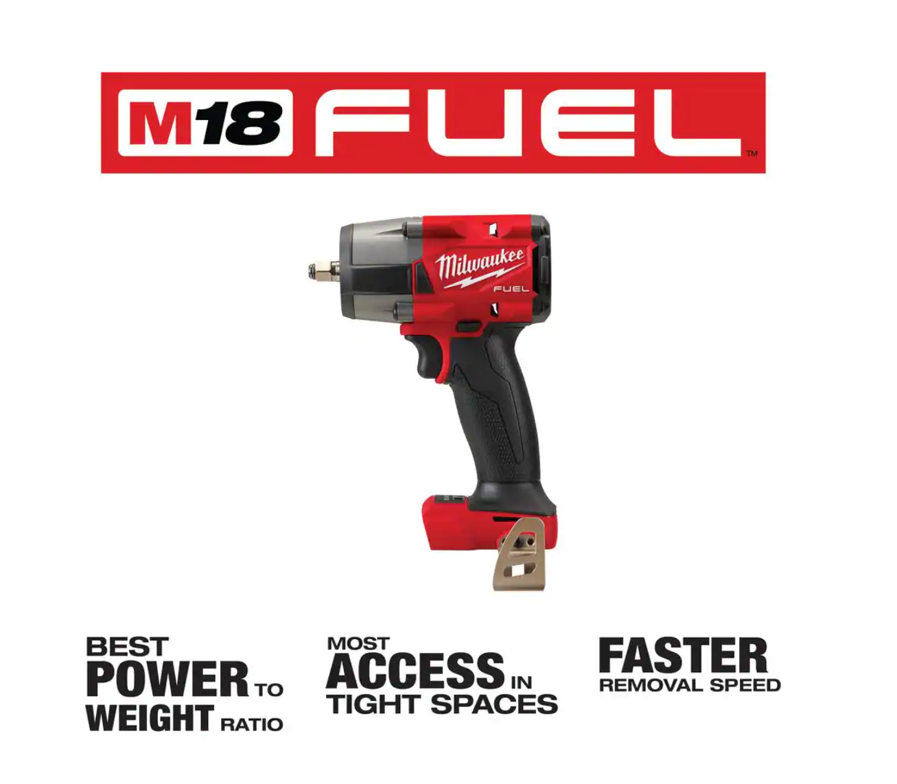 Milwaukee 2960-20-49-16-2960 M18 FUEL 18V Lithium-Ion Mid Torque Brushless Cordless 3/8 in. Impact Wrench with Friction Ring. Protective Boot