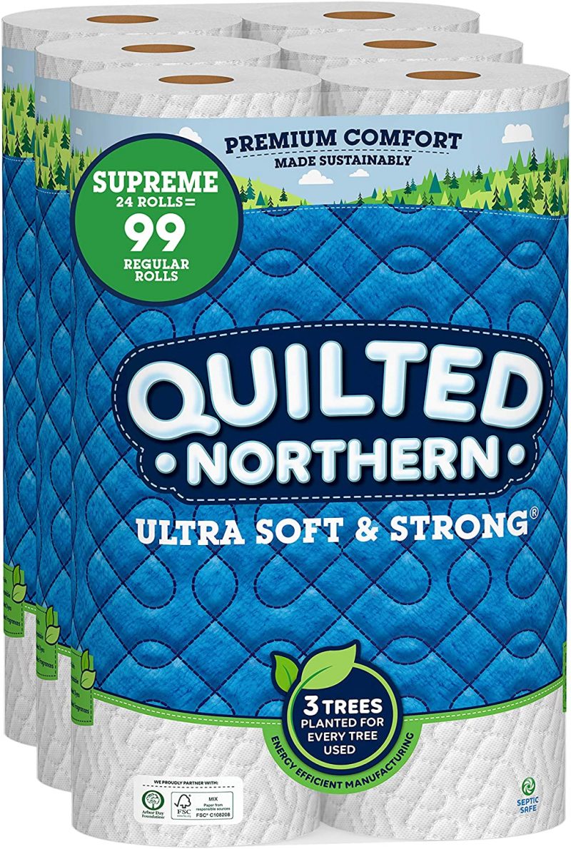 Quilted Northern Ultra Soft & Strong Toilet Paper. 24 Supreme Rolls = 99 Rolls