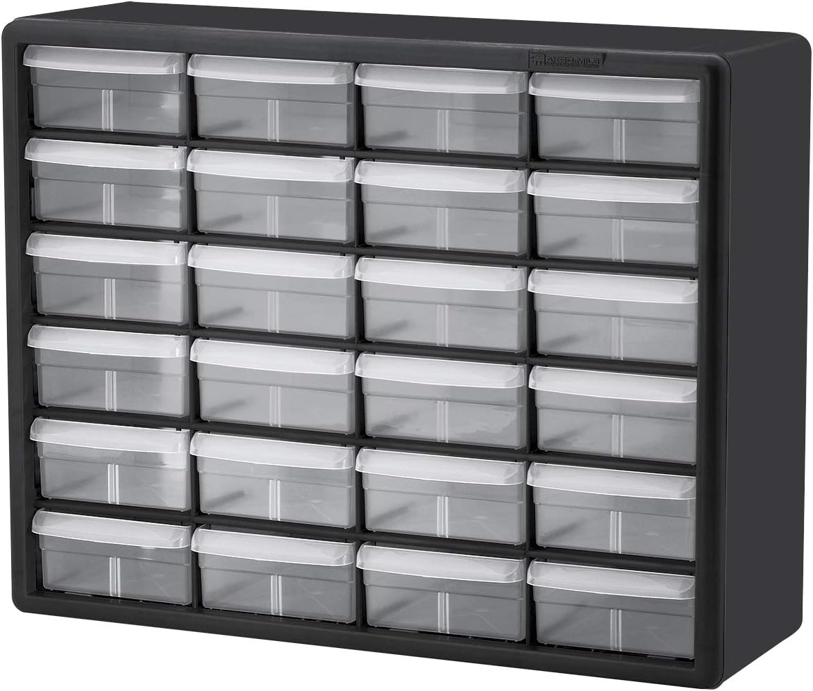 Akro-Mils 24 Cabinet 10724. Plastic Parts Storage Hardware and Craft Cabinet. (20-Inch W x 6-Inch D x 16-Inch H). Black