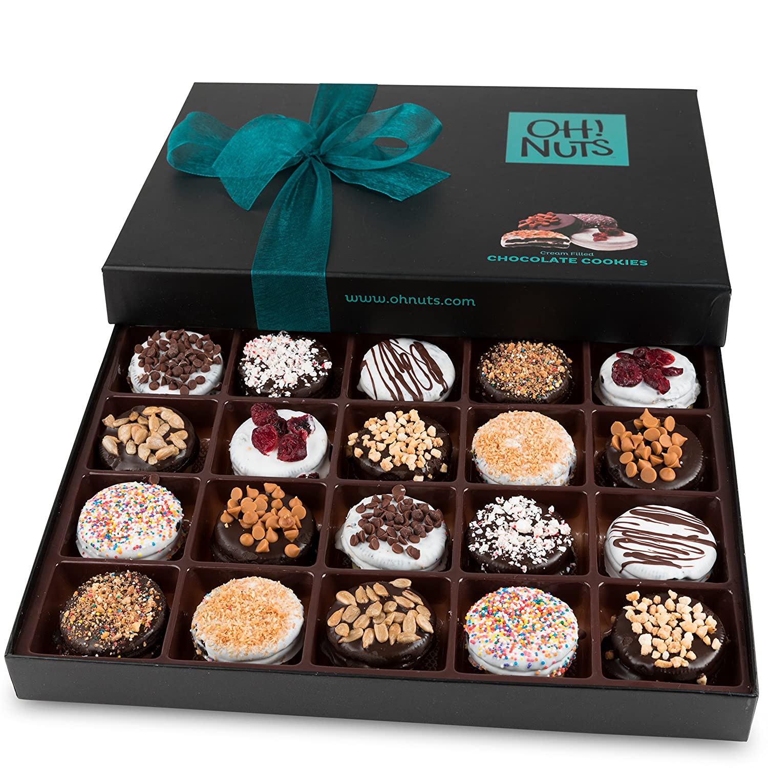 Oh! Nuts Chocolate Covered Cookie Gift Baskets. 20 Variety Gourmet Assortment