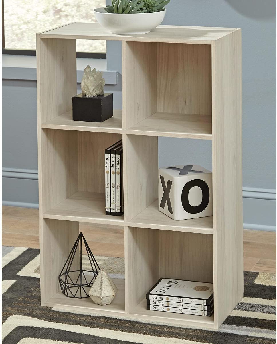 Signature Design by Ashley Socalle Modern 6 Cube Storage Organizer or Bookcase. Beige