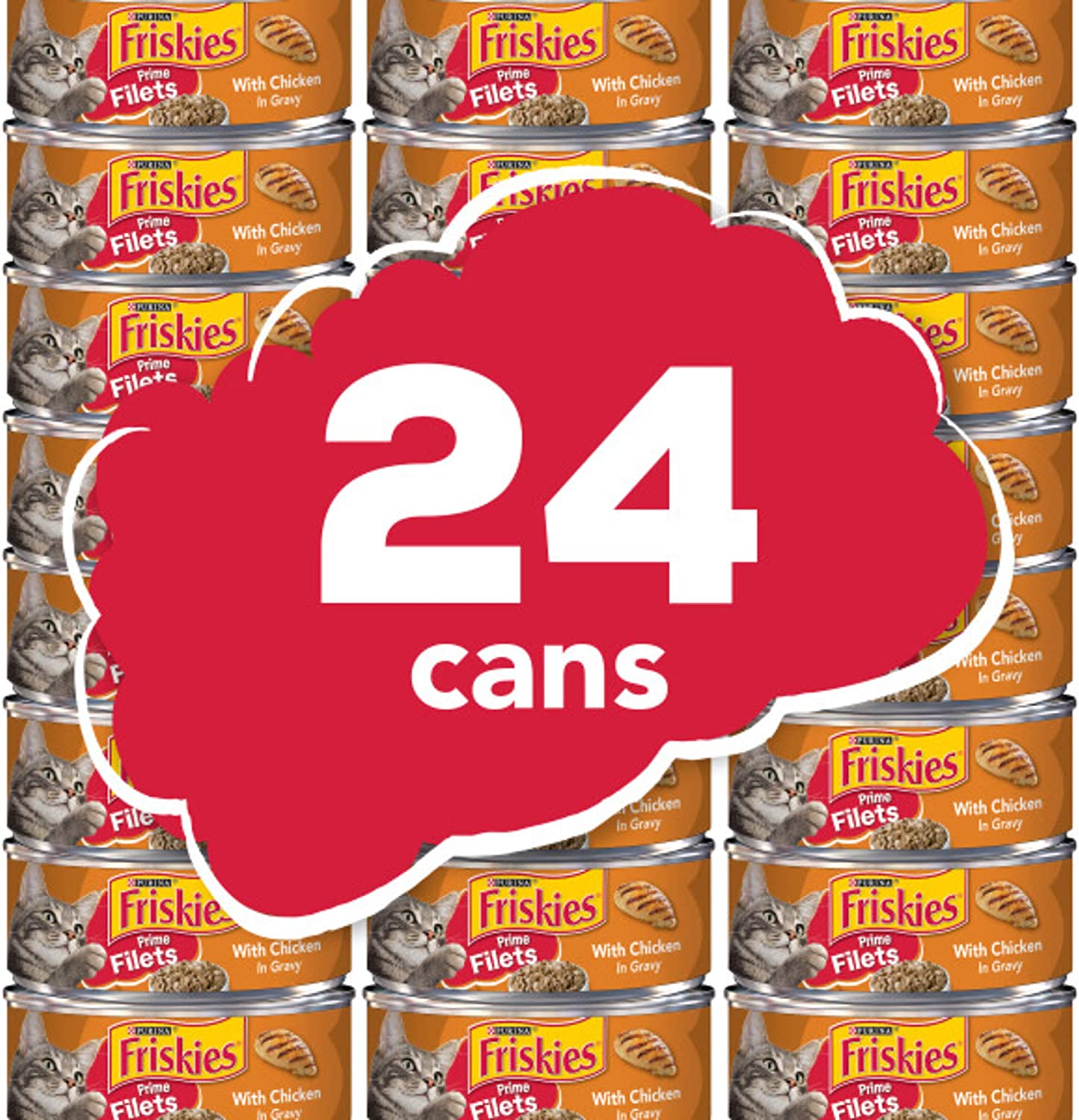 Purina Friskies Gravy Wet Cat Food Prime Filets With Chicken - (24) 5.5 oz. Cans